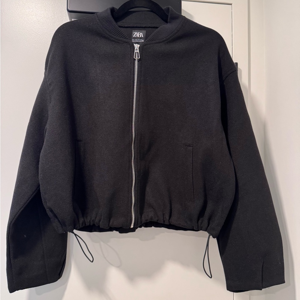 Zara Women's Black Bomber Jacket